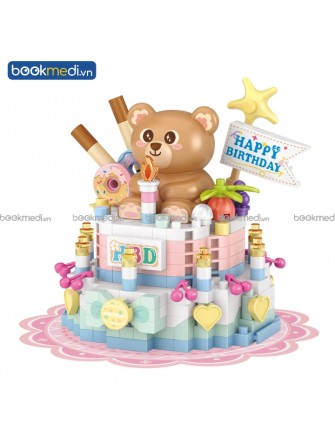 Đồ Chơi Lắp Ráp Mô Hình Măm Măm Bánh Sinh Nhật Bear Cake Hãng Loz